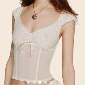 Urban Outfitters  Kimchi Blue Sheer Corset Style Cream Top Size Large